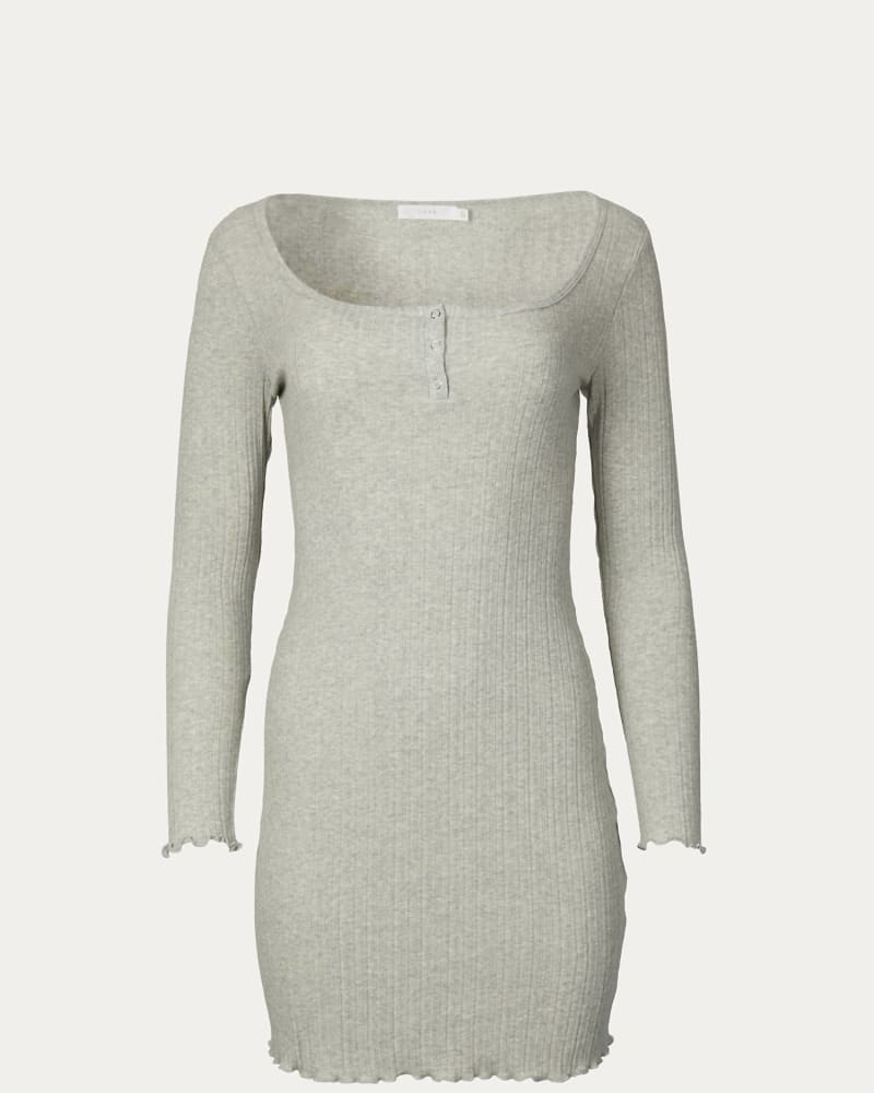 Front of a size L Ribbed Mini Dress in Heather Grey in Heather Grey by LUSH. | dia_product_style_image_id:335115